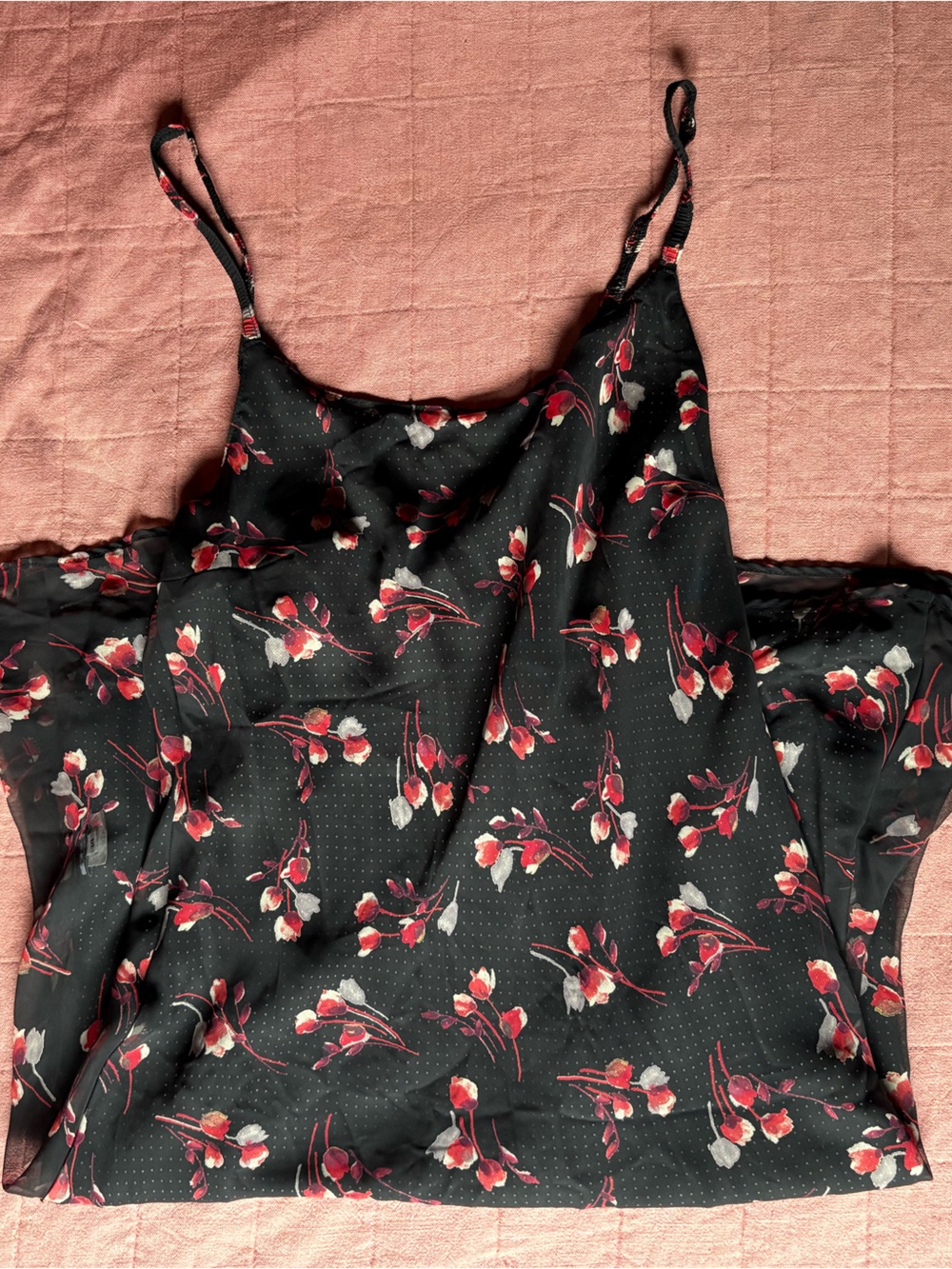 Vintage 90s Black Floral Midi Slip Dress- Size 14- Whimsigoth - Picture 6 of 10